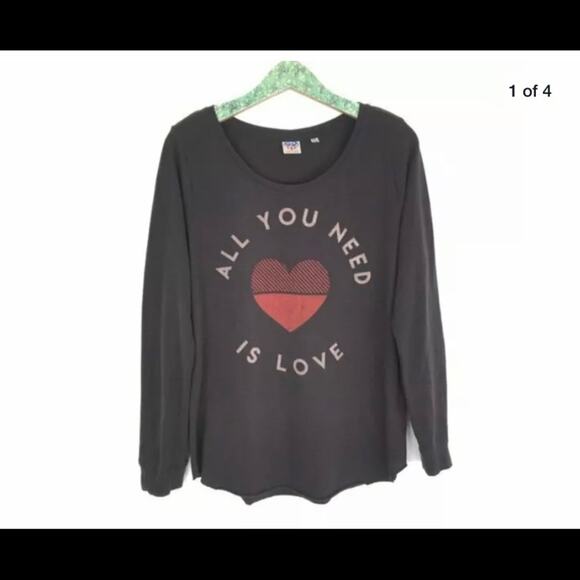 Junk Food Grey Love Is All You Need LS Tee Medium - Picture 2 of 6